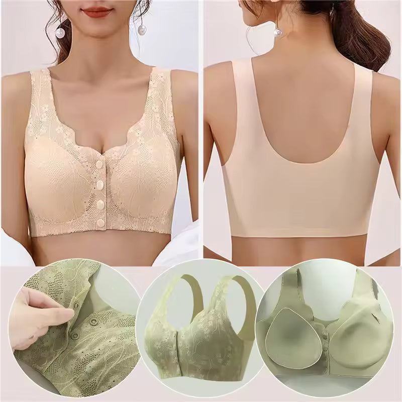 Women Large Size Soft Cups Before The Button Bra