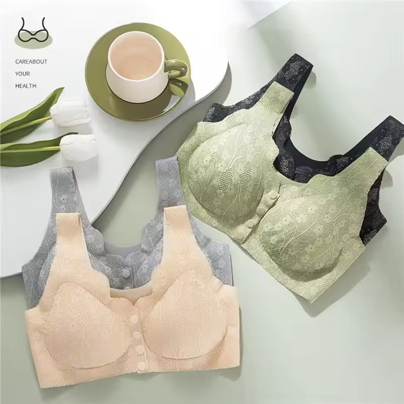 Women Large Size Soft Cups Before The Button Bra